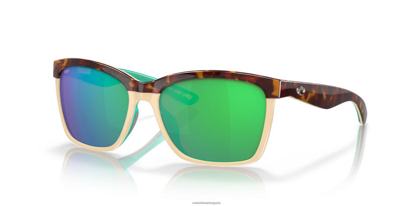 Costa Del Mar анаа Жени лъскава ретро костенурка/кремаво/ментово слънчеви очила 4L80HX891